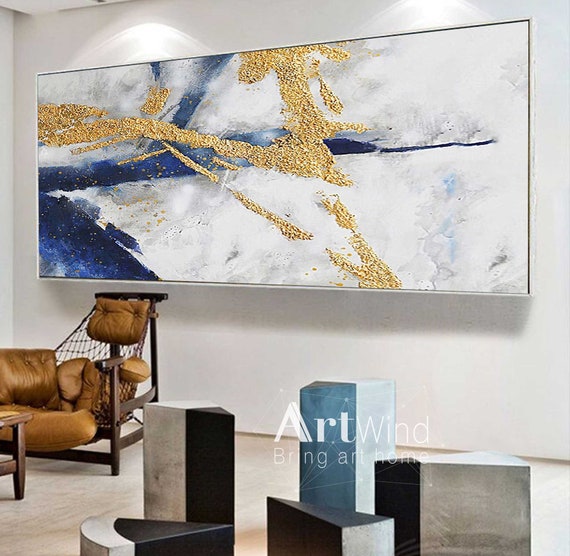 Original wall art painting blue wall decor Home Decor Wall Decor Wall