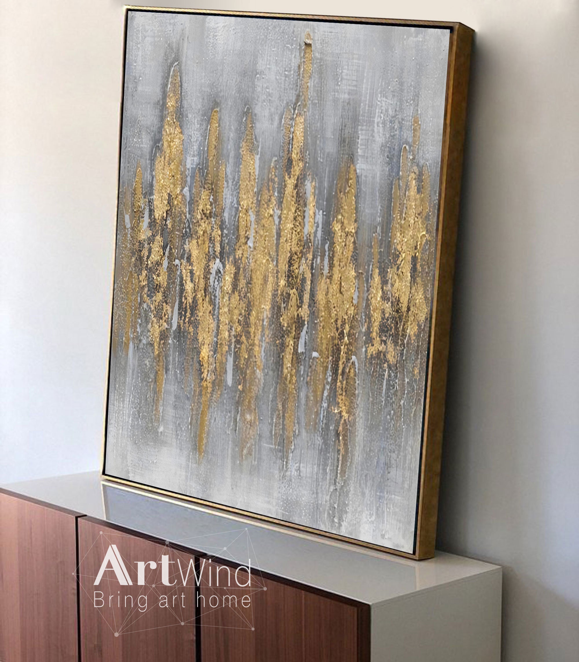 Gold art abstract painting gold wall Large wall art gold Etsy