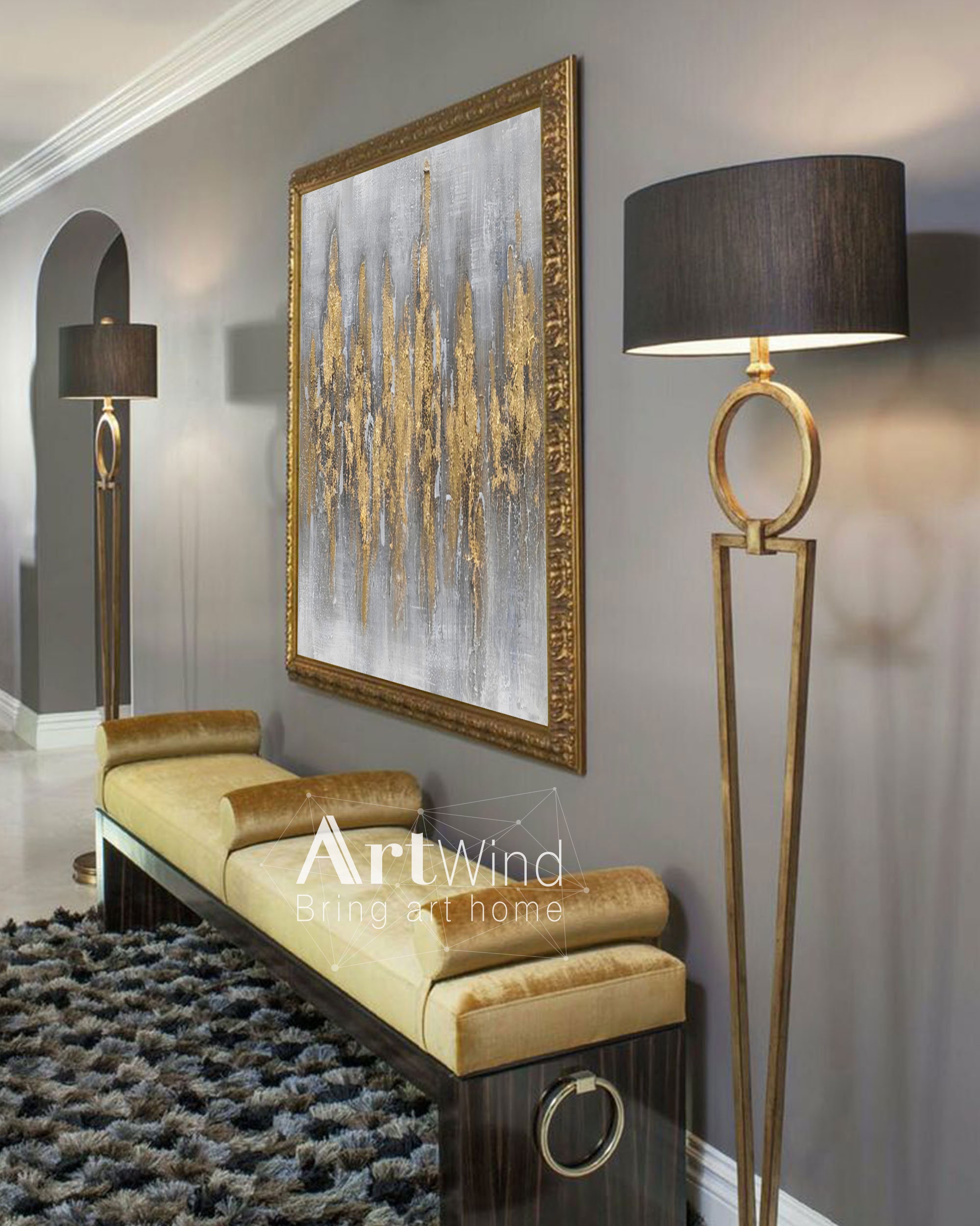 Gold art abstract painting gold wall Large wall art gold Etsy