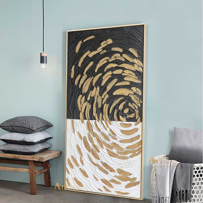 Original Gold Leaf Abstract Painting Gold and Black Abstract | Etsy
