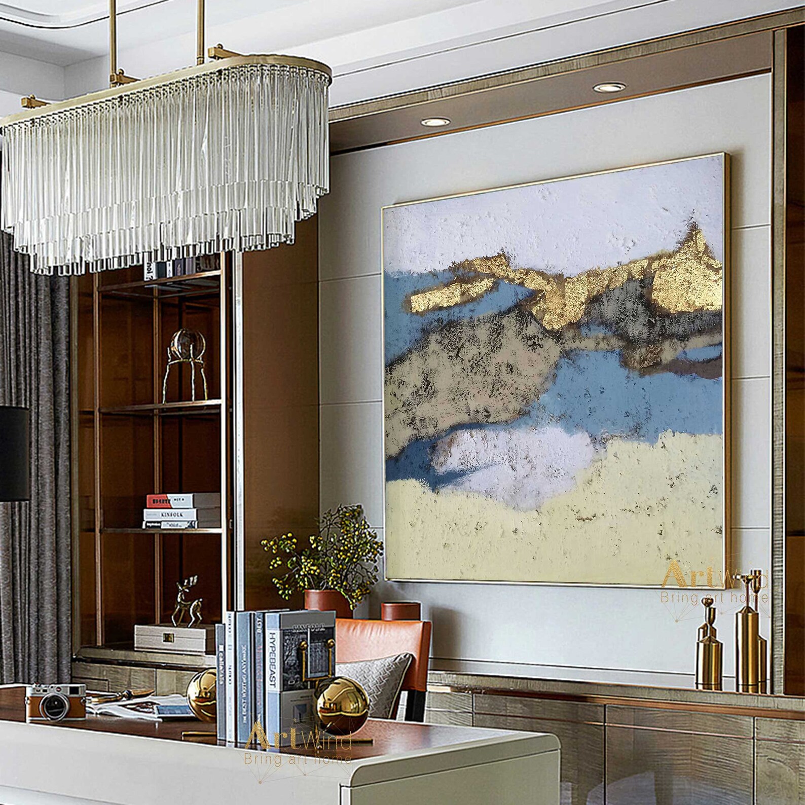 Beige Canvas Art Large Abstract Painting Frame Modern Wall Art Etsy