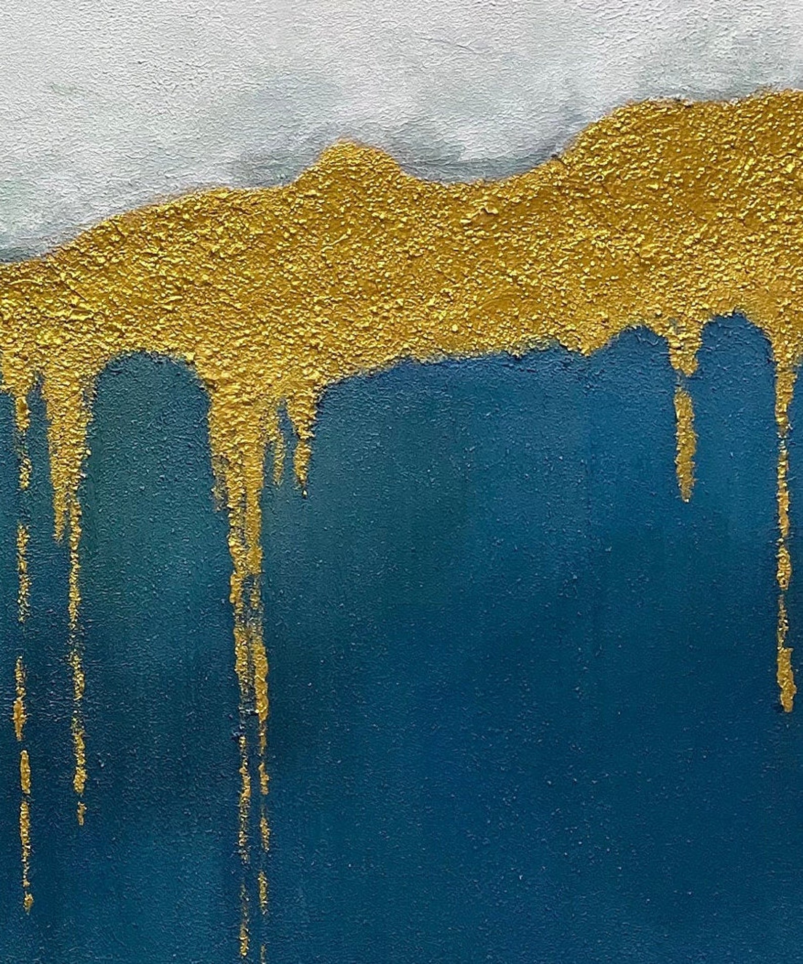 Abstract Canvas Art Green Modern Wall Art Gold Leaf Painting Etsy