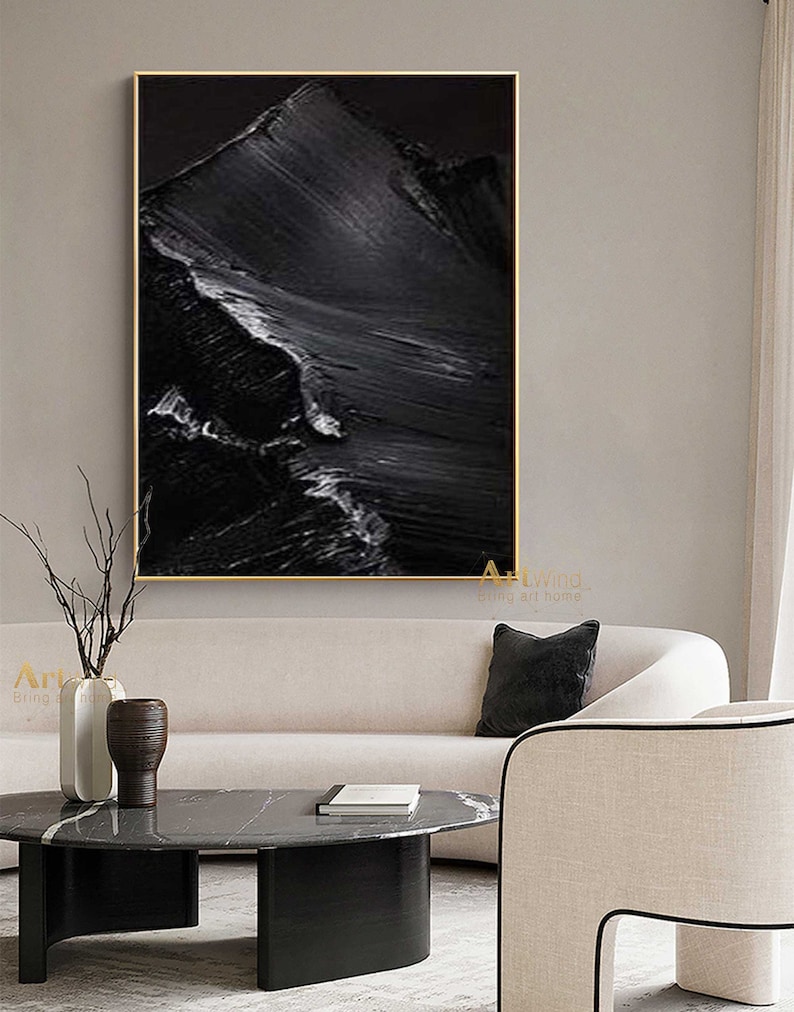 Black Abstract Canvas Art 3D Textured Painting Black Abstract - Etsy