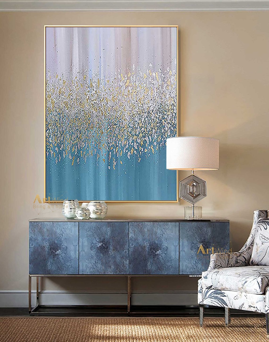 Light Blue Abstract Painting On Canvas Art Blue Acrylic Etsy