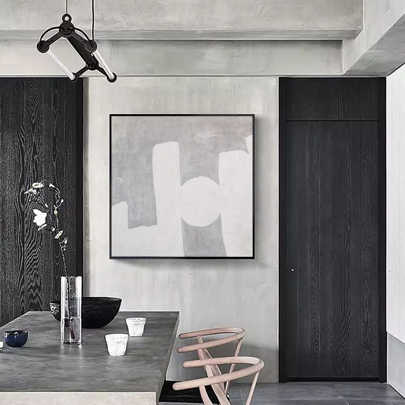 Minimalism Painting Original Minimalist Canvas Art Gray Etsy