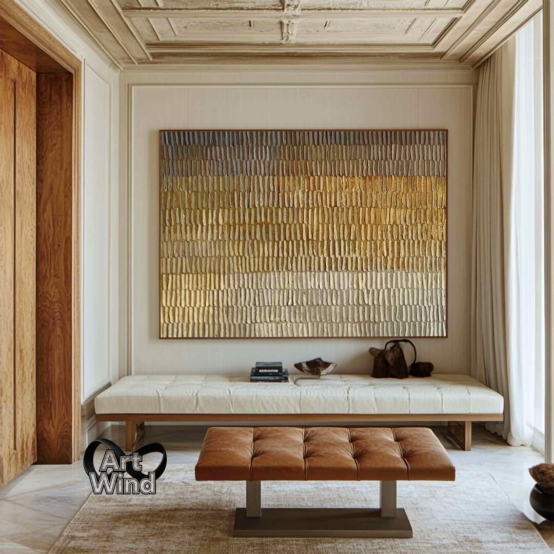 Textured Beige & Brown Minimalist Canvas Painting Neutral Abstract ...