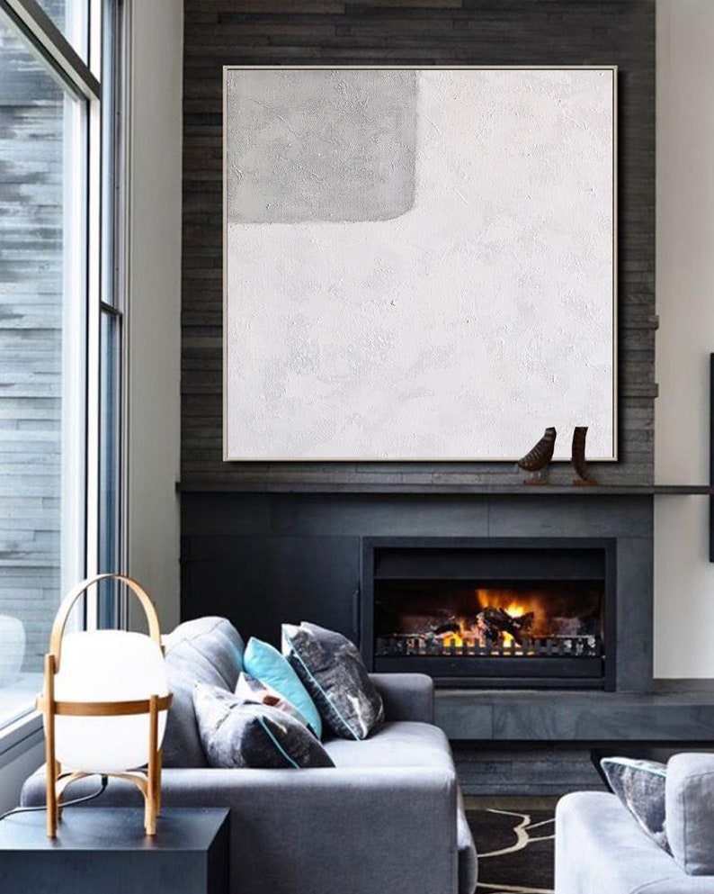 Huge Gray and White Painting Abstract Painting Minimalist Etsy