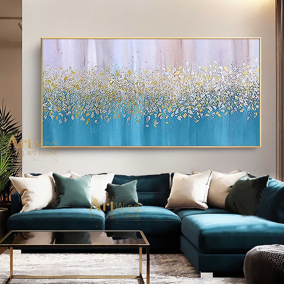Large Gold Painting Abstract Canvas Art Modern Painting Etsy