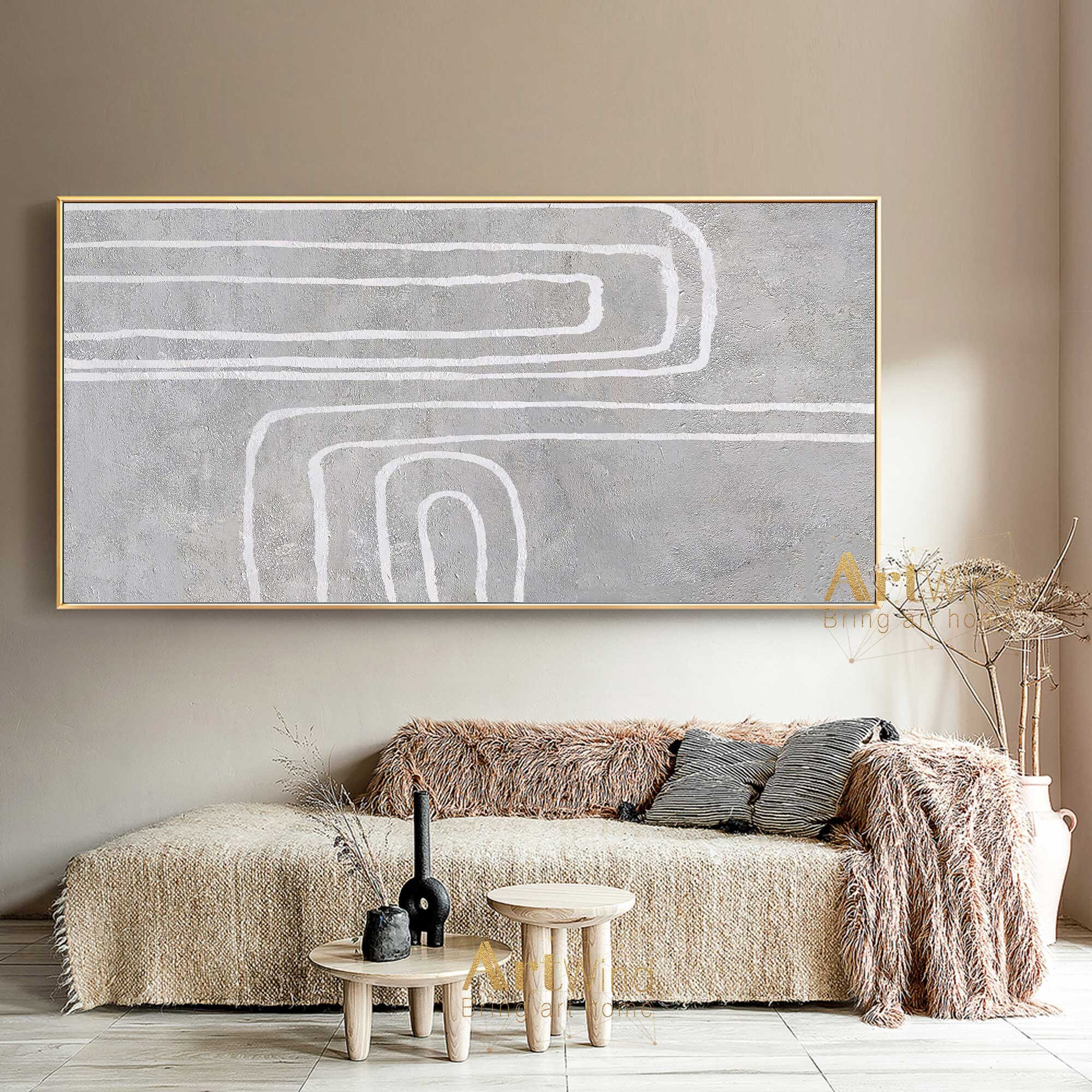 Large Abstract Canvas Art White Minimalist Abstract Painting Etsy