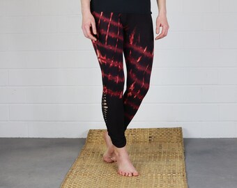 Tie-Dye ~ black-beige-gray Leggings FLOWER ~ Batik