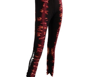 Tie-Dye ~ black-beige-gray Leggings FLOWER ~ Batik