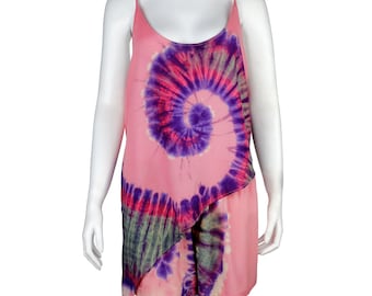 Asymmetrische top shorts enkel of set Batik Tie dye roze