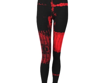 Leggings - Batik - Berkenhout - zwart - rood-kersenrood