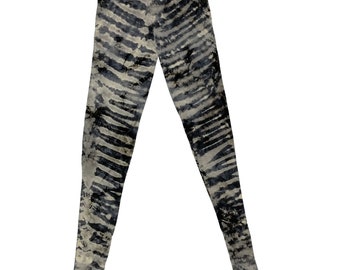 Leggings - batik - zebra - gray - blue gray