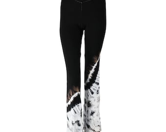 Bell-bottoms - Batik - Tie-dye - Jersey - Retro - Jaren 60 - Jaren 70 - zwart - wit