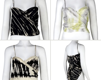 Wikkeltop met strik op de rug, batik tie-dye