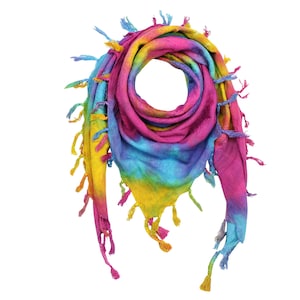 Pali scarf - colorful-batik-tiedye 03 - Rainbow Spiral - Kufiya cloth Pali scarf