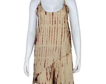 Asymmetric top shorts single or set batik tie dye brown-beige