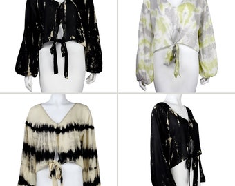 Lange mouwen tie-dye batik crop top