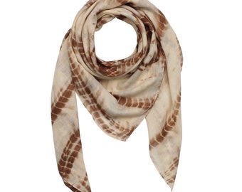 Cotton scarf - Bamboo - brown tie dye - square scarf