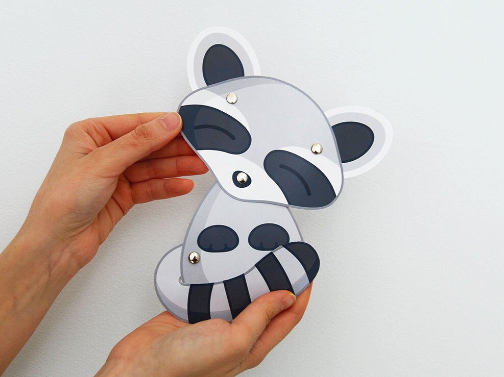 Toy PDF Raccoon cut out puppet Paper Craft kids DIY | Etsy