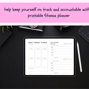 printable fitness planner, journal of fitness ,weight loss journal, fitness tracker, meal planner with goal setting and accountability