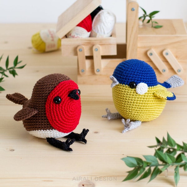 Ted the Red Robin | Amigurumi Crochet PDF pattern | Bonus pattern: Phil the Great Tit Bird