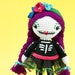 Sugar Skull Amigurumi Mexican Doll | Crochet PDF pattern | Día de los Muertos doll with flower crown, tulle skirt, hand embroidery