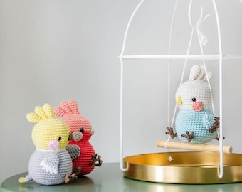 Chubby Birds | Amigurumi PDF pattern | crochet little birds: Cockatiel, Parakeet and Galah parrot