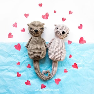 Amigurumi Otters in love | Crochet PDF pattern | with heart shaped tails