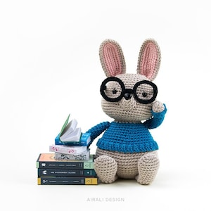 Norman the amigurumi Bunny | Crochet PDF pattern | with crochet sweater and glasses