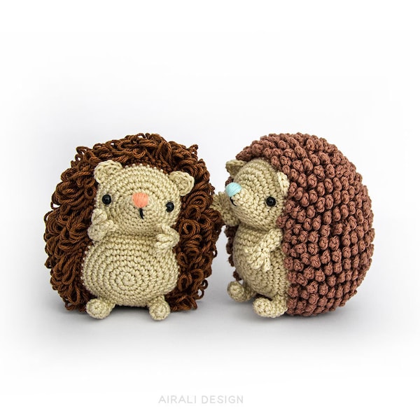 Roly the Hedgehog | Amigurumi PDF pattern | crochet hedgohog with 2 spines / spikes options and crochet bow tie