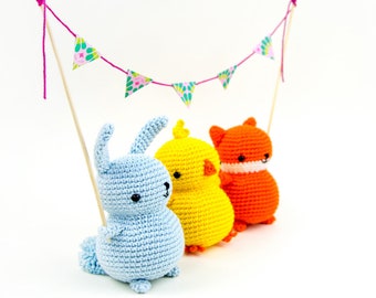 Chubby friends: bunny, chick and fox | Crochet PDF pattern | amiguurmi farm animals perfect for your first amigurumi!