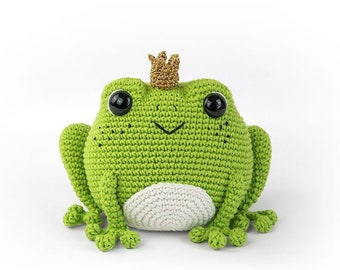 Prince Perry the Frog | Amigurumi Crochet PDF pattern | Frog Prince Charming with crochet crown