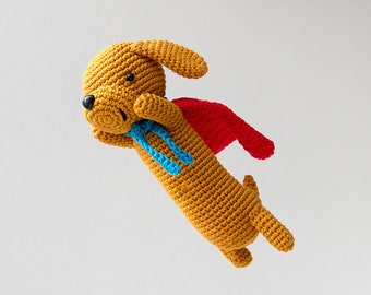 Super Saucisse Amigurumi | Patron au crochet PDF | | Chien teckel avec cape de super-héros au crochet