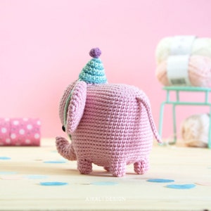 Elvie the Elephant Amigurumi Crochet PDF pattern Instruction to make shaped trunk without wire party hat image 7