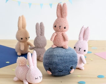 Moon Rabbit | Amigurumi Crochet PDF pattern | Standing Bunny + Sleeping Bunny + Smiling Moon | DIGITAL ITEM