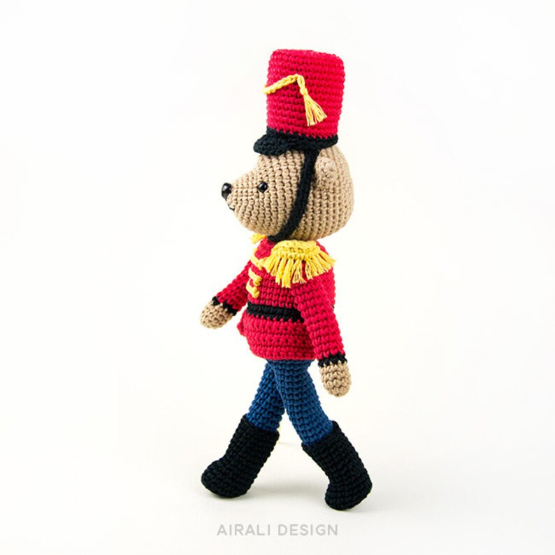 Nutcracker Amigurumi Bear Crochet PDF pattern with crochet hat, drum and jacket with epaulettes Christmas amigurumi image 4