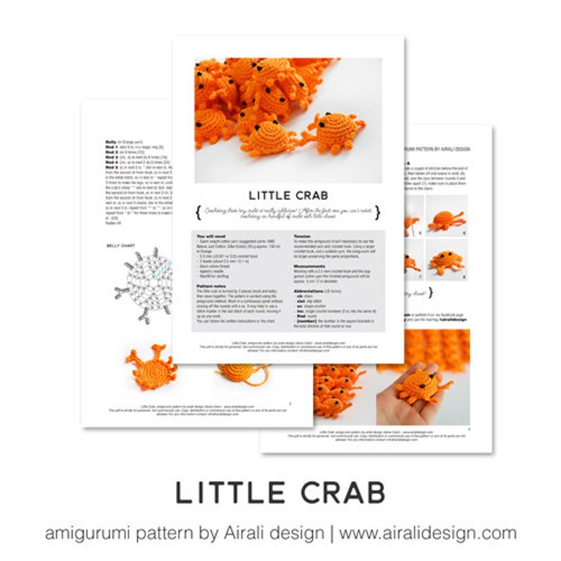 Little Crab Amigurumi PDF pattern with little claws image 4