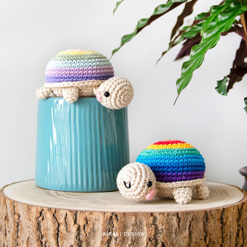 Rainbow Tortoise Amigurumi Crochet PDF pattern 2 color image 0
