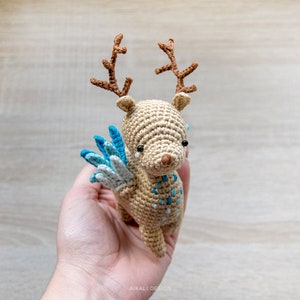 Little Peryton amigurumi Crochet PDF pattern Fantasy mythological creature half deer half bird image 2