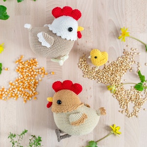 Flora the Hen and the Little Chick Amigurumi Crochet PDF pattern with coloring page image 4