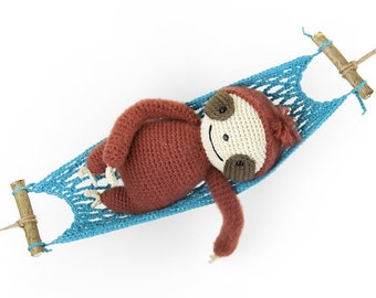 Brando the amigurumi Sloth | Crochet PDF pattern | pattern for the crochet hammock is included!