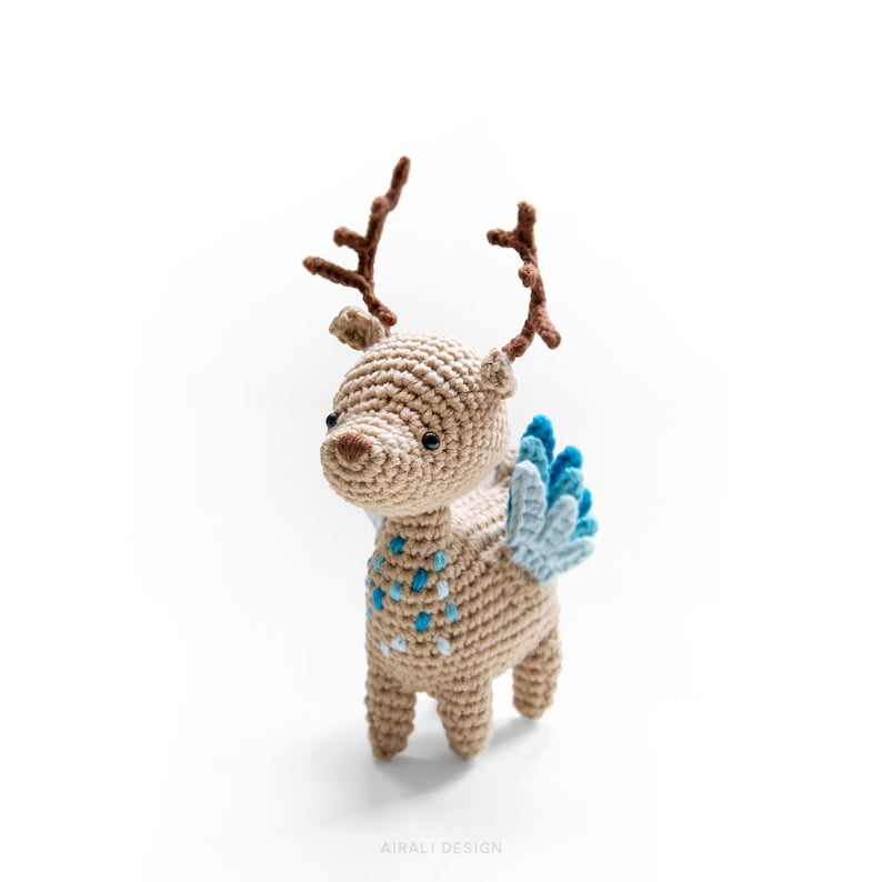 Little Peryton amigurumi Crochet PDF pattern Fantasy mythological creature half deer half bird image 5