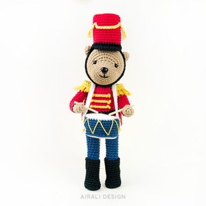 Nutcracker Amigurumi Bear Crochet PDF pattern with crochet hat, drum and jacket with epaulettes Christmas amigurumi image 6