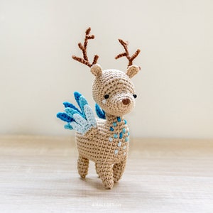 Little Peryton amigurumi Crochet PDF pattern Fantasy mythological creature half deer half bird image 1