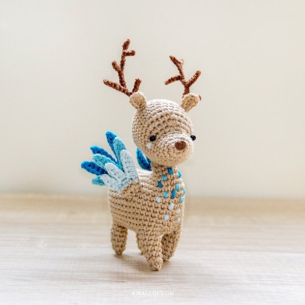 Little Peryton amigurumi | Crochet PDF pattern | Fantasy mythological creature half deer half bird