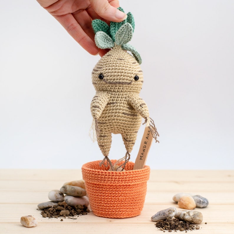 Ruty the Mandrake Amigurumi Crochet PDF DIGITAL pattern includes the crochet pot image 1