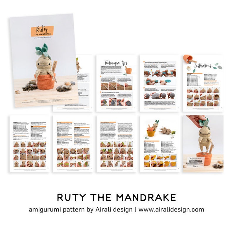 Ruty the Mandrake Amigurumi Crochet PDF DIGITAL pattern includes the crochet pot image 3