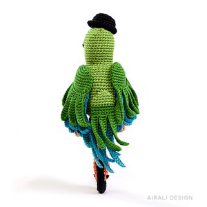 Carlo the Amigurumi Parrot Crochet PDF pattern with crochet bowler hat and unicycle image 3